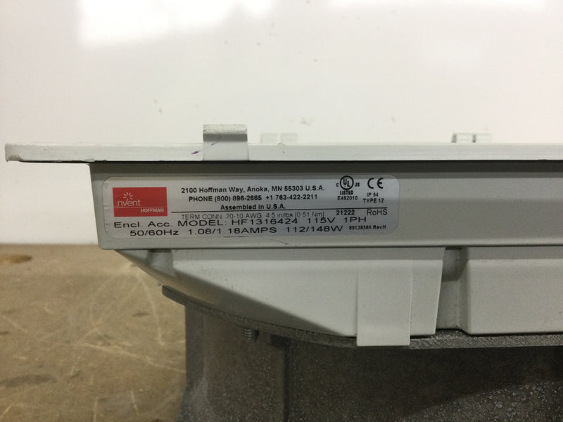 Nvent Hoffman HF1316424 Side-Mount Filter Fan 115 Volt 50/60 Hz 112/148W 12.5" x 12.5"