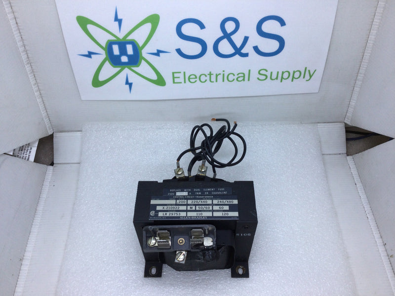 Allen-Bradley X-210922 Control Transformer 1.8 Amp 250V 50/60Hz .200KVA
