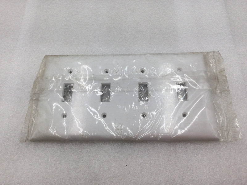 Pass & Seymour STA-KLEEN Series Plastic 4 Gang Toggle Switch Wall Plate in White