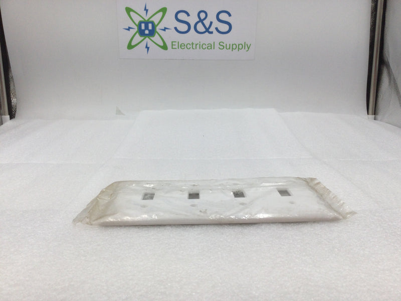 Pass & Seymour STA-KLEEN Series Plastic 4 Gang Toggle Switch Wall Plate in White