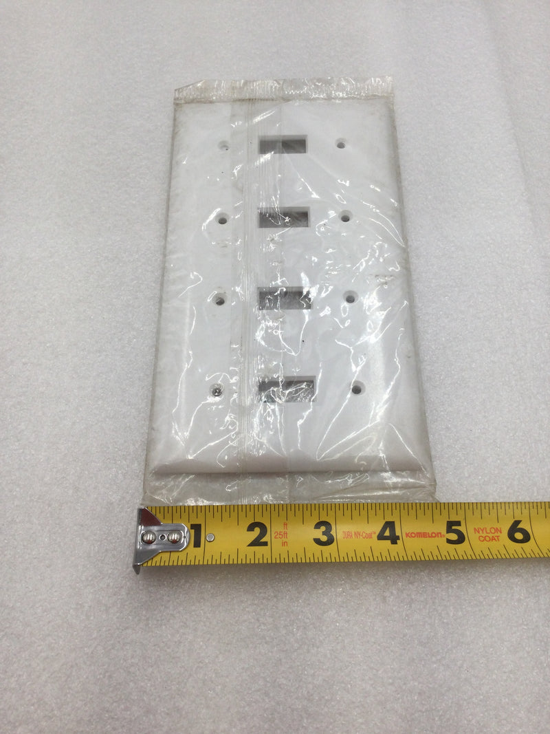 Pass & Seymour STA-KLEEN Series Plastic 4 Gang Toggle Switch Wall Plate in White
