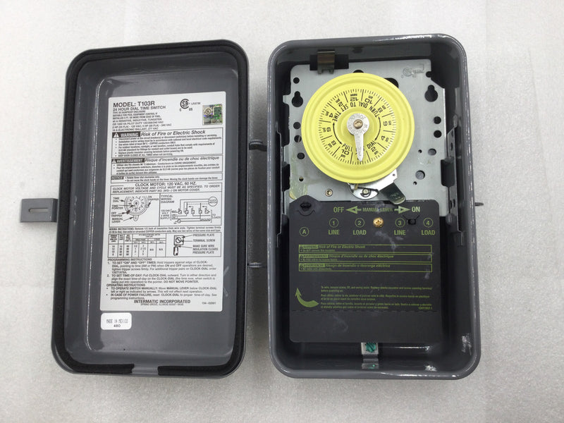 Intermatic T103R 40 Amp 120/208/240 VAC DPST 24-Hour Outdoor Rated Time Switch