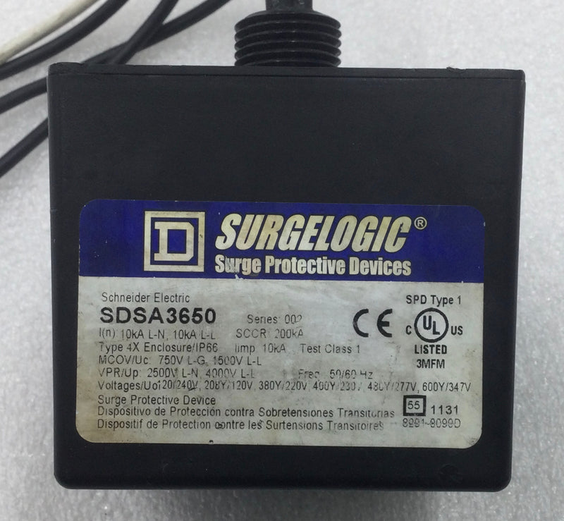 Square D SDSA3650 3 PH 600V Secondary-Surge Arrester/Surge Protective