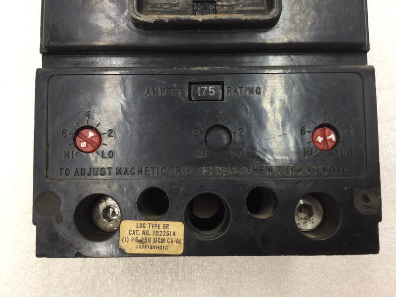 Westinghouse JA2175 175 Amp 2 Pole Type JA 600 VAC Circuit Breaker with Adjustable Trip