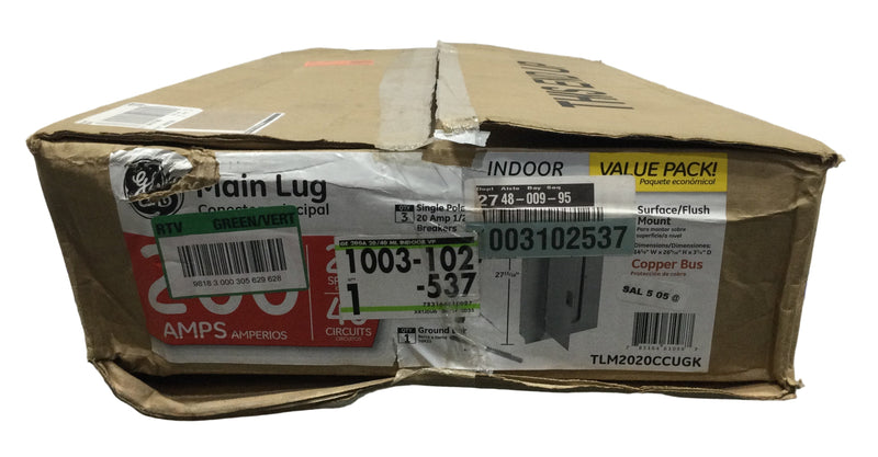 GE TLM2020CCUGK 200 Amp 20 Space Single Pole 240V Main Lug Load Center