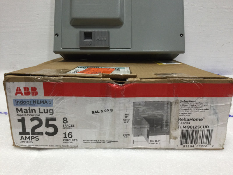 ABB TLMQ812SCUD 125A 8 Circuit 1PH 3W Surface Mount Indoor Load Center