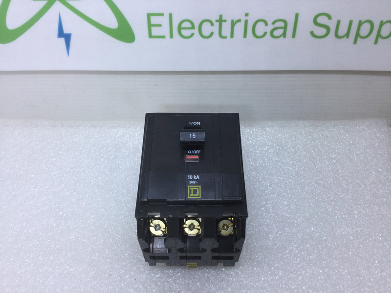 Square D QOB315 3 Pole 15 Amp 240v-Ac Molded Case Circuit Breaker