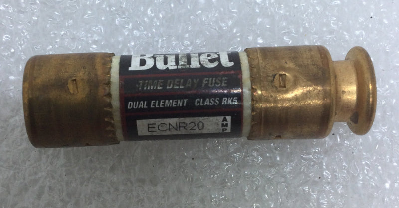 Bullet ECNR20 20 Amp 250V or Less Dual Element Time Delay Fuse Current Limiting Class RK5