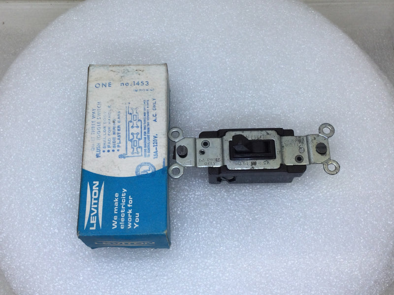 Leviton 1453 15 Amp 120V Quiet Three-Way Toggle Switch - Brown