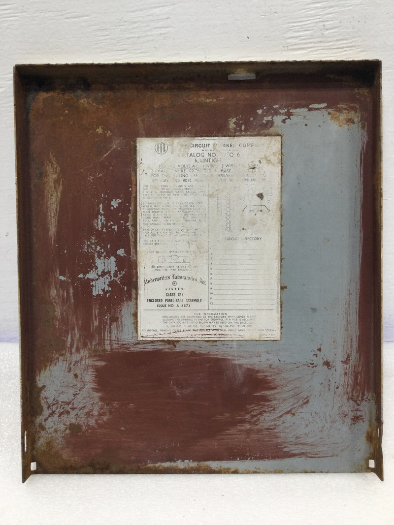 ITE WEQ6-12 125 Amp 12 Space 120/240V Panel Cover Only 12" x 10 1/4"