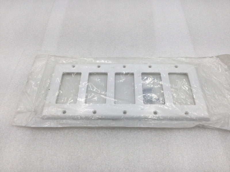 Leviton 005-80423-W 5 Gang Decora Wall Device Plate in White