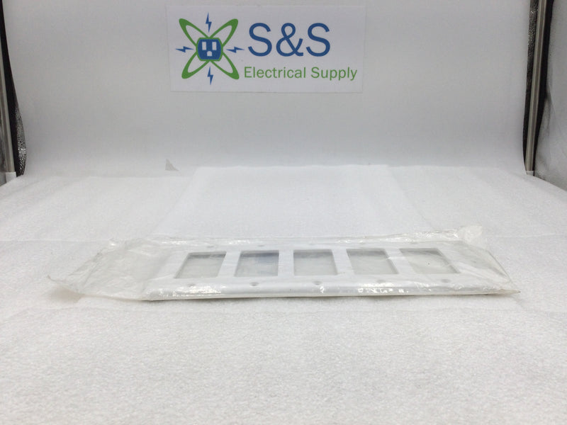 Leviton 005-80423-W 5 Gang Decora Wall Device Plate in White