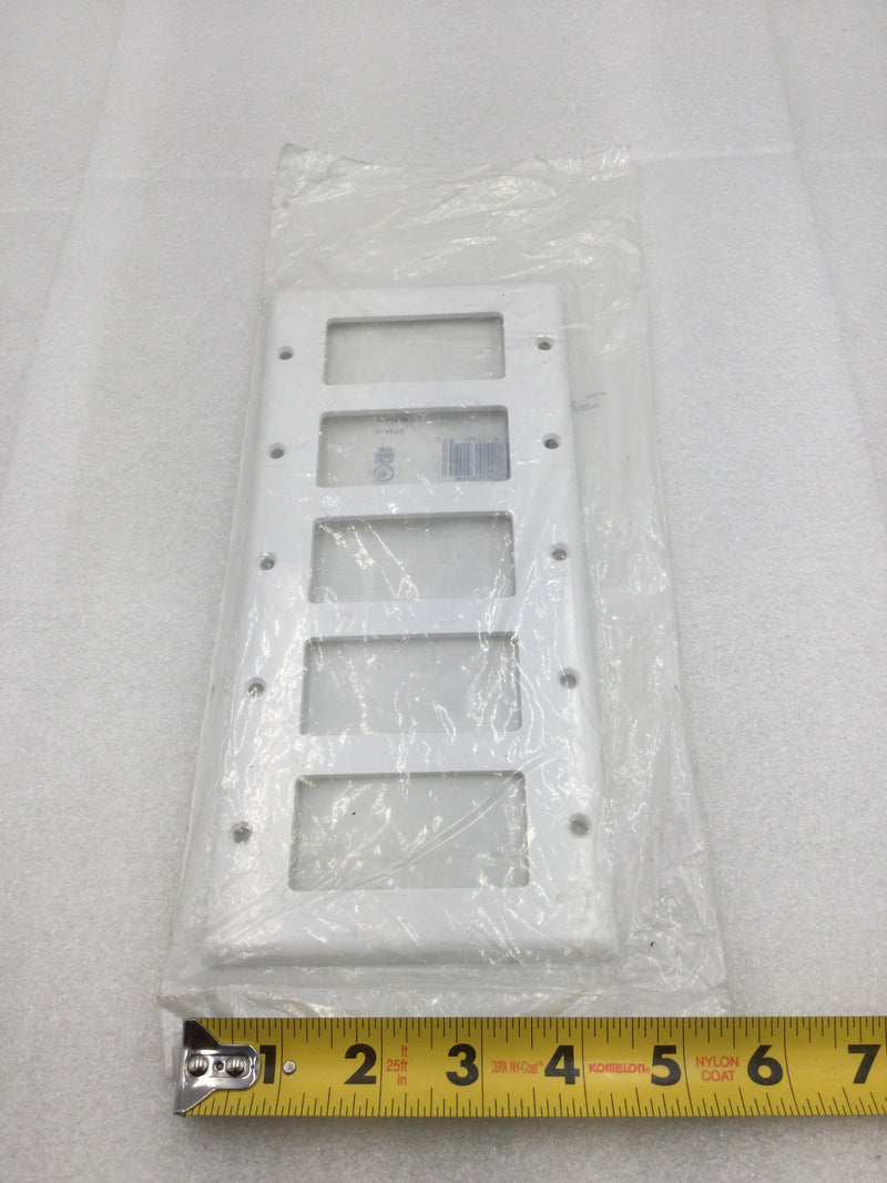 Leviton 005-80423-W 5 Gang Decora Wall Device Plate in White