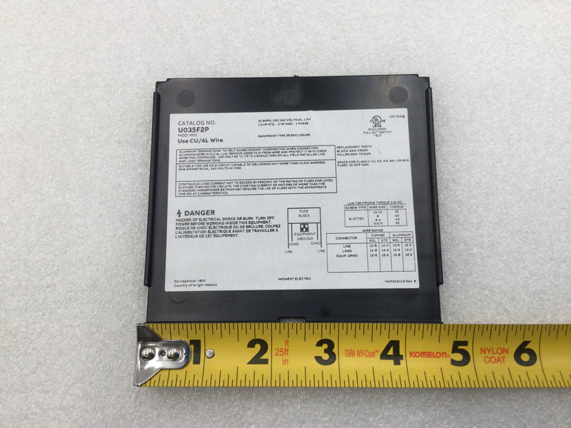 Midwest U035F2P 30 Amp 120/240V - Dead Front Only