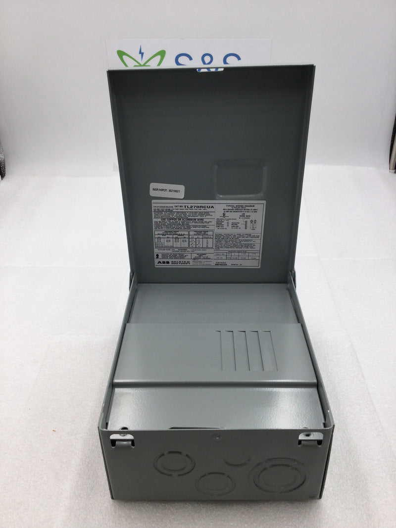 ABB TL270RCUA 70 Amp 2 Space 120/240 VAC Outdoor Load Center 7.5" X 10"