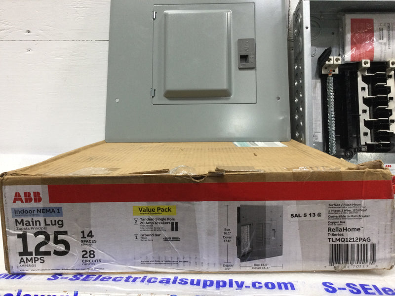ABB TLMQ1212PAG 125 Amp 14 Space 1PH 120/240V Main Lug Load Center - Flaw