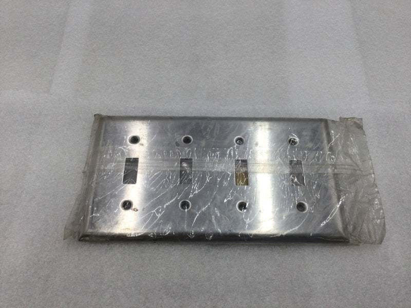Pass & Seymour SS4 4 Gang Stainless Steel Toggle Switch Plate 8" X 4.5"