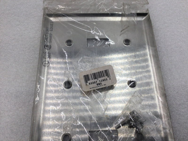 Pass & Seymour SS4 4 Gang Stainless Steel Toggle Switch Plate 8" X 4.5"