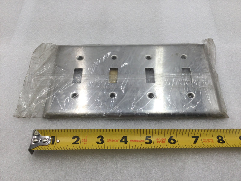 Pass & Seymour SS4 4 Gang Stainless Steel Toggle Switch Plate 8" X 4.5"