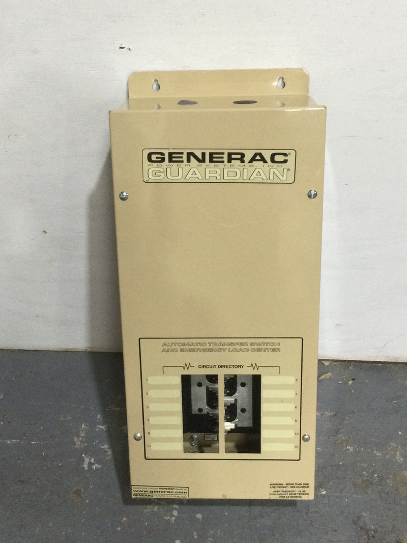 Generac Guardian GV-642066 Automatic Transfer Switch & Load Center 12 Space 100 Amp 120/240V 1 Phase 3 Wire