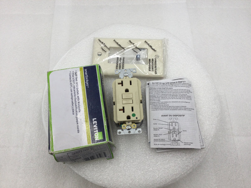 Leviton GFNT2-HGI 20 Amp 125V Smartlockpro GFCI Wallplate/Receptacle