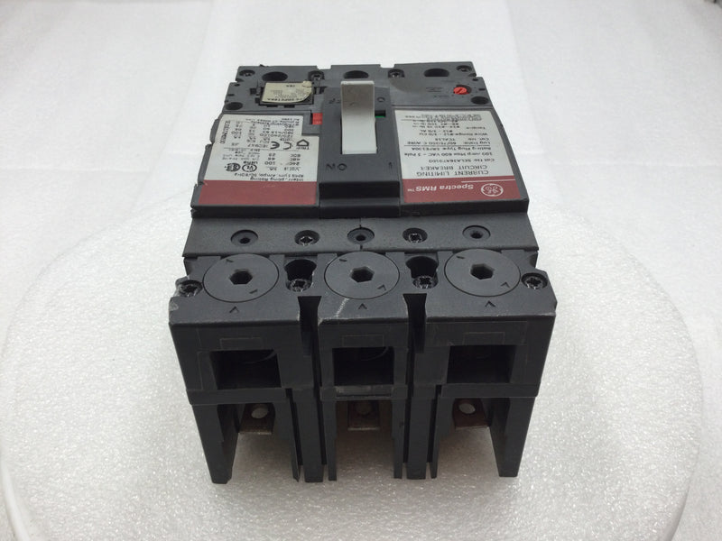 GE Spectra RMS SELA36AT0100 100 Amp 3 Pole 600V Circuit Breaker - Flawed