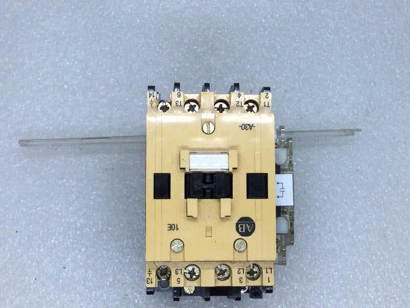 Allen-Bradley 100-A30N*3 Contactor Series B 30 Amp Max. Cont. 600VAC Max. NEMA A600