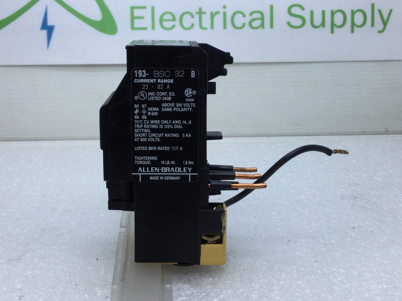 Allen-Bradley 193-BSC 32 Overload Relay Series B Current Range 22-32 Amp NEMA B600