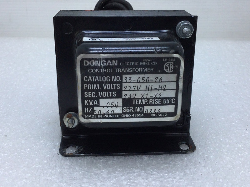Dongan Electric 33-050-26 Control Transformer 277V H1-H2 50/60hz