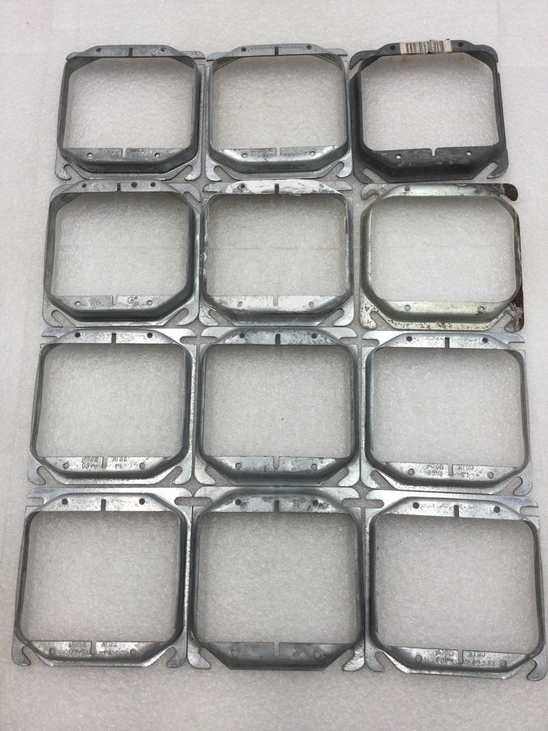 Lot of 12 Mixed Brands 5/8" Raised 4" Square Double Gang Mud Ring
