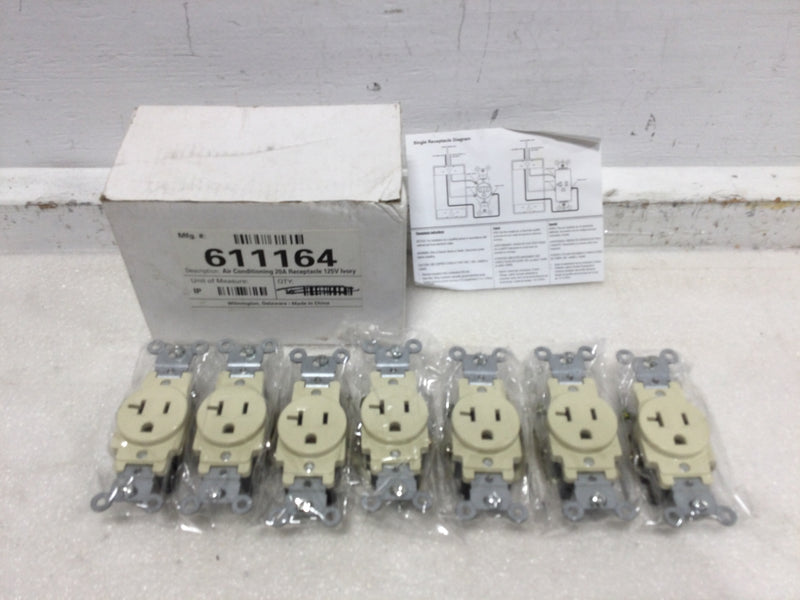 Air Conditioning 20 Amp 125V Single Receptacle, Ivory - Mfg