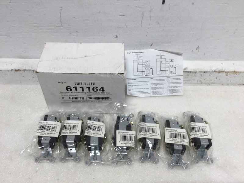 Air Conditioning 20 Amp 125V Single Receptacle, Ivory - Mfg