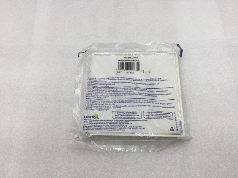 Leviton R52-00PJ2-00W 2 Gang Unbreakable Mid-Size Toggle Switch Plate in White