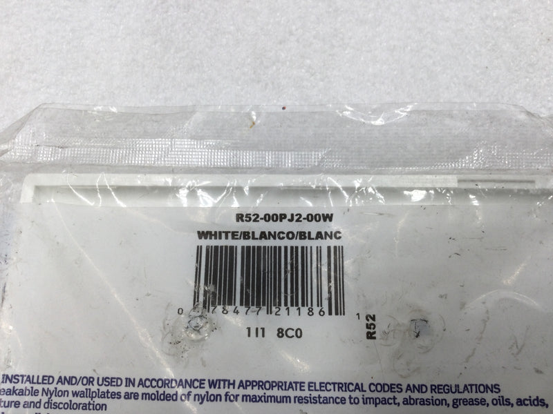 Leviton R52-00PJ2-00W 2 Gang Unbreakable Mid-Size Toggle Switch Plate in White