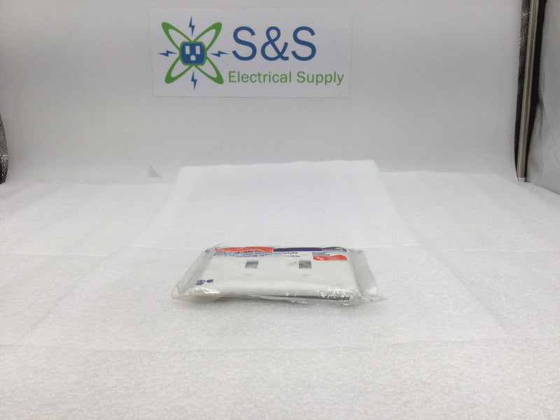 Leviton R52-00PJ2-00W 2 Gang Unbreakable Mid-Size Toggle Switch Plate in White