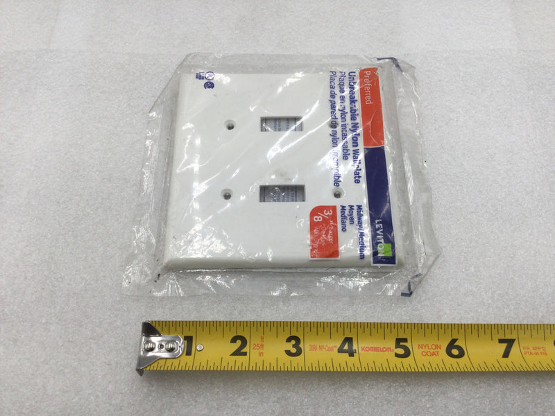 Leviton R52-00PJ2-00W 2 Gang Unbreakable Mid-Size Toggle Switch Plate in White