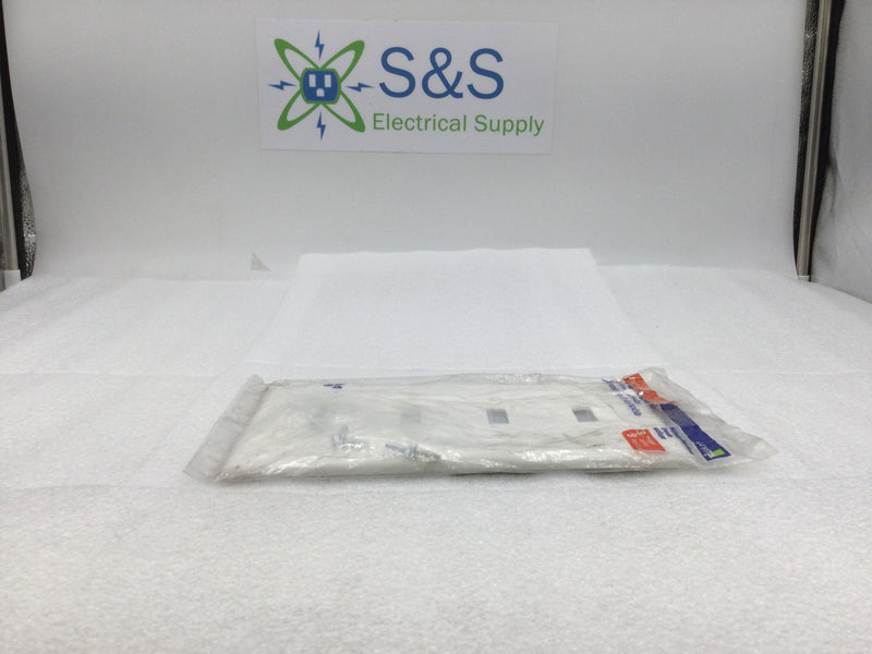 Leviton PJ4-W 4 Gang Unbreakable Mid-Size Toggle Switch Plate in White