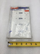 Leviton PJ4-W 4 Gang Unbreakable Mid-Size Toggle Switch Plate in White