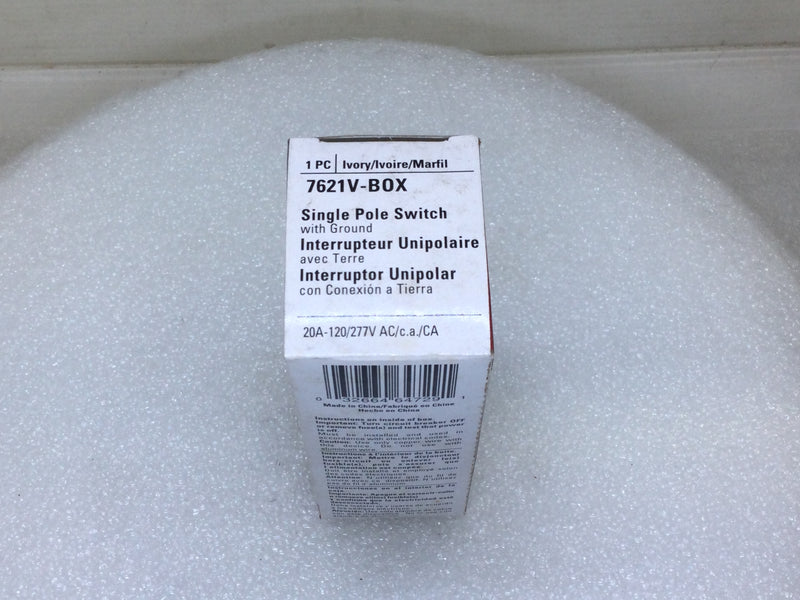Cooper 7621V-BOX 20 Amp 120/277V Single Pole Switch w/ Ground