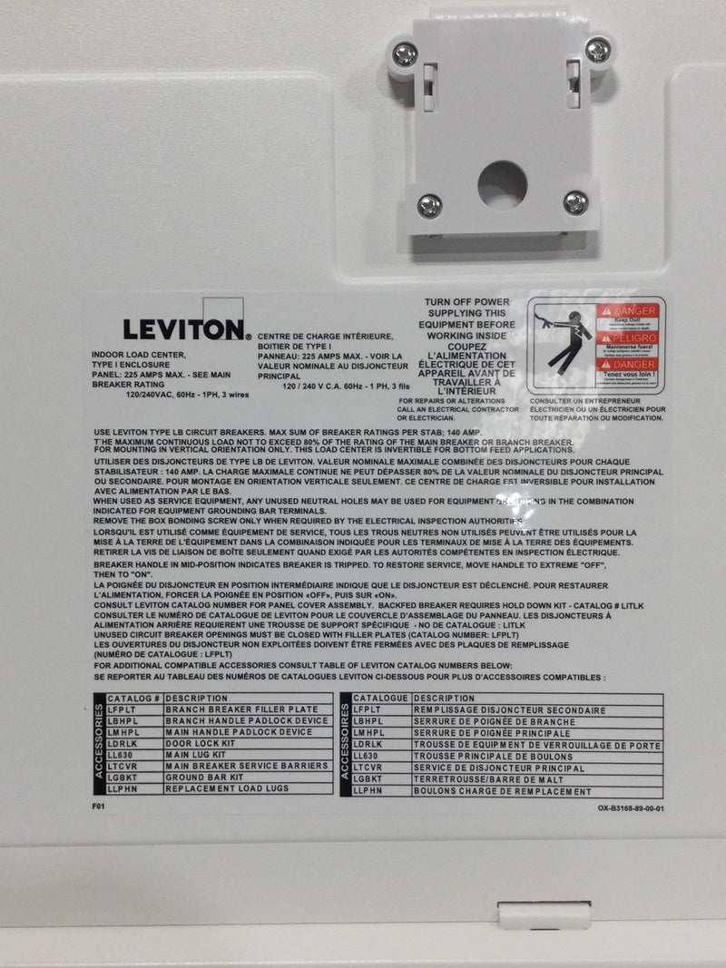 Leviton LP322-LDR 200 Amp 30 Space 120/240V Indoor Main Breaker Load Center