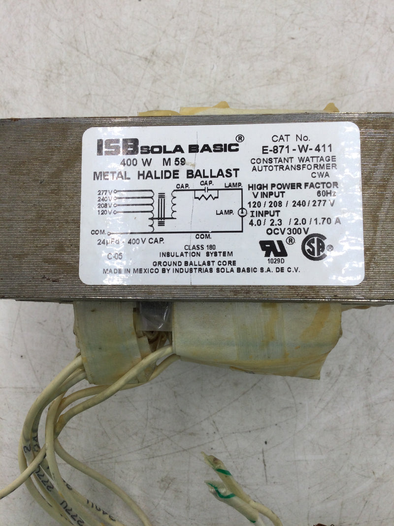 ISB Sola Basic E-871-W-411 400 Watt Metal Halide Ballast with Multiple Voltage Inputs