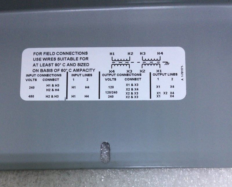 Acme Transformer T 2-53010-S 1 KVA 240/480 VAC Input 120/240 VAC Output 1 Phase 60 HZ