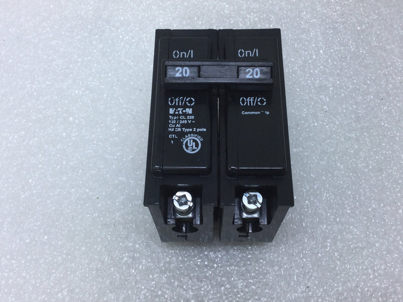 Cutler Hammer Eaton CL220 20-Amp 2-Pole 120-Volt Plug-On Circuit Breaker