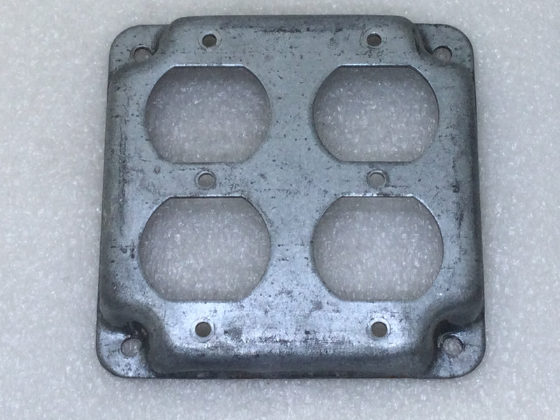 Mixed Brands Metal 4" Square Double Gang Duplex Receptacle Cover 1/2" Raised