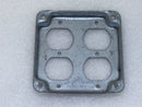 Mixed Brands Metal 4" Square Double Gang Duplex Receptacle Cover 1/2" Raised