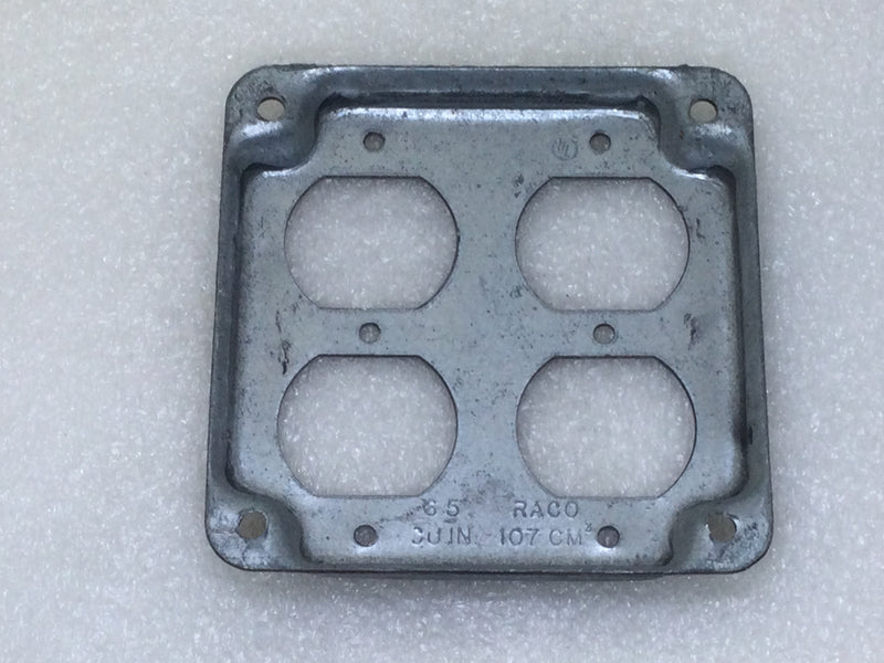 Mixed Brands Metal 4" Square Double Gang Duplex Receptacle Cover 1/2" Raised