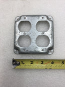 Mixed Brands Metal 4" Square Double Gang Duplex Receptacle Cover 1/2" Raised