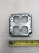 Mixed Brands Metal 4" Square Double Gang Duplex Receptacle Cover 1/2" Raised