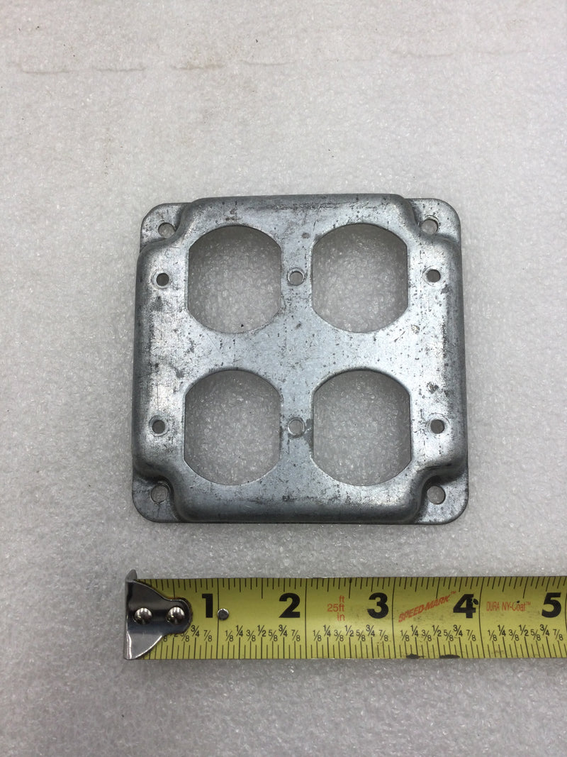 Mixed Brands Metal 4" Square Double Gang Duplex Receptacle Cover 1/2" Raised