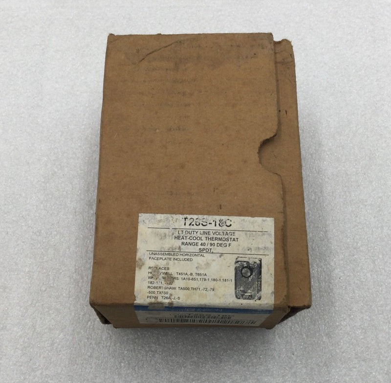 Johnson Controls T26S-18C 1 Pole 24V-277V 40/90 Deg Heat/Cool Thermostat